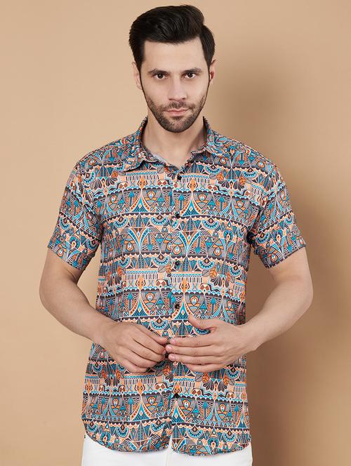 men short sleeves printed casual shirt - 21687065 - Very Small Image - 1