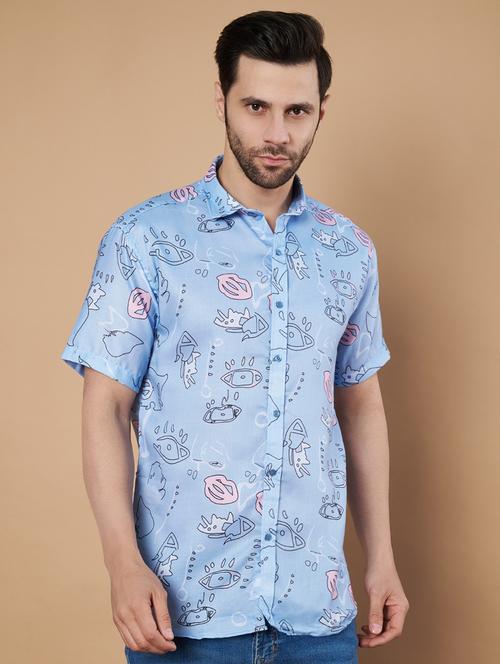 men short sleeves printed casual shirt - 21687071 - Very Small Image - 1