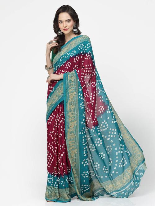 women printed casual wear saree with blouse - 21687223 - Very Small Image - 1