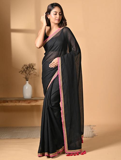 women solid plain saree with blouse - 21687455 - Very Small Image - 1