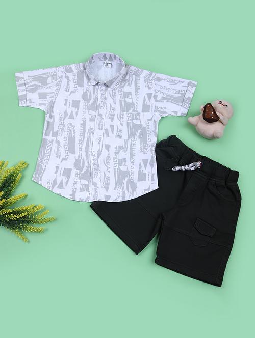 boys printed shirt and shorts set - 21688104 - Very Small Image - 1