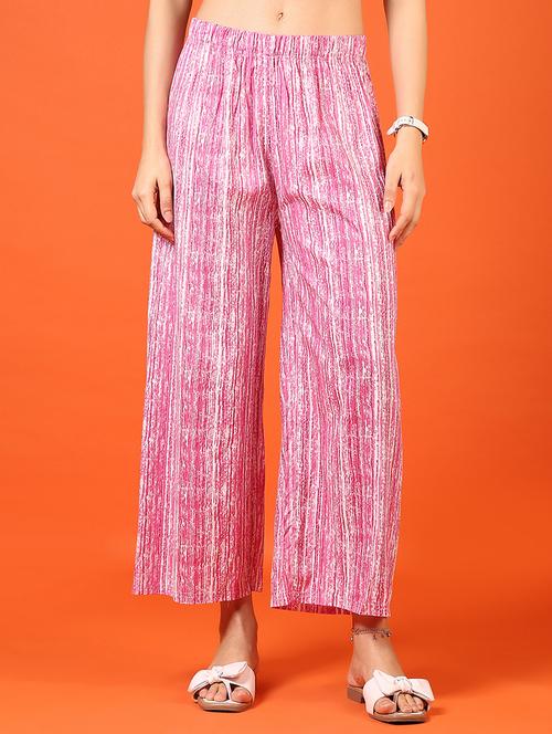 women pink printed straight palazzo - 21688141 - Very Small Image - 1