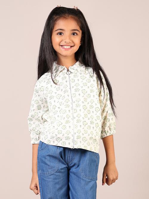 girls off white printed three quarter sleeve top - 21688154 - Very Small Image - 1
