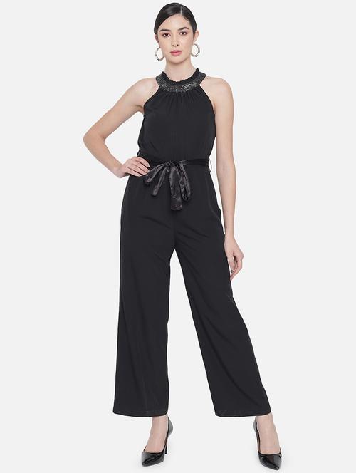 women solid halter neck full length jumpsuit - 21688389 - Very Small Image - 1