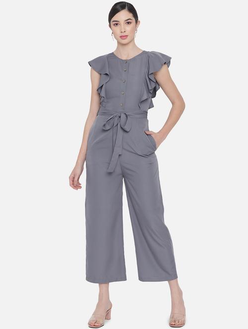 women solid ruffled detailed full length jumpsuit - 21688394 - Very Small Image - 1