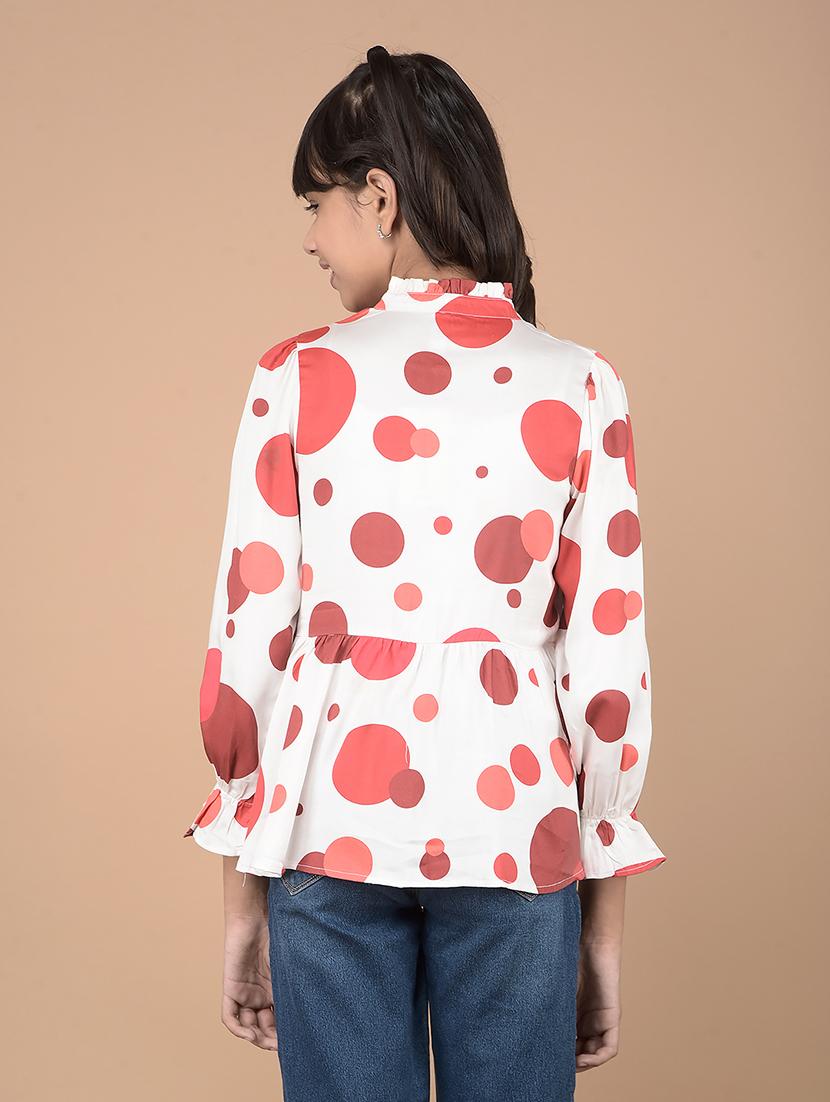girls polka dots printed long sleeve top - 21688446 - Zoom Image - 3
