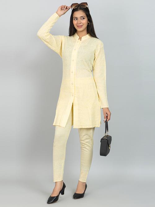women self design long sleeve kurta pant set - 21688920 - Very Small Image - 1