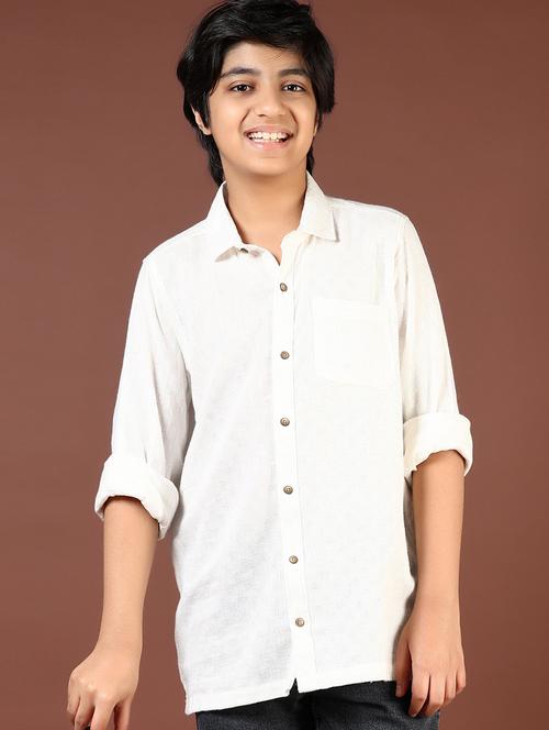 boys self design long sleeve casual shirt - 21689463 - Very Small Image - 1