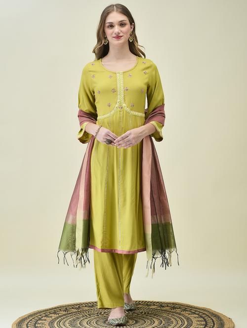 women three quarter sleeve kurta pant with dupatta set - 21689739 - Very Small Image - 1