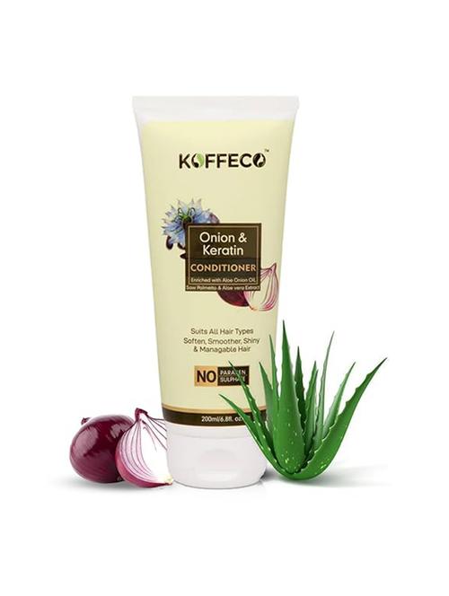 koffeco paraben free,200 ml, onion and keratin conditioner for dry and frizzy hair ,moisturising & hydrating, for dull hair - 21689976 - Very Small Image - 1