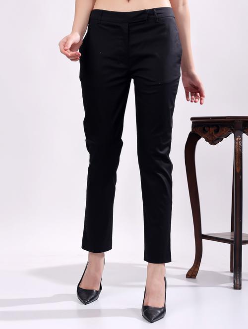 Women Solid Mid Rise Slim Fit Trouser - 21690196 - Very Small Image - 1