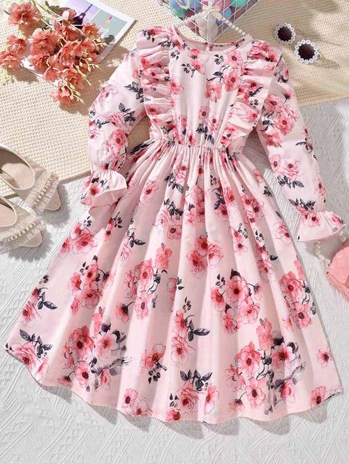 girls floral printed fit & flare maxi dress - 21691091 - Very Small Image - 1