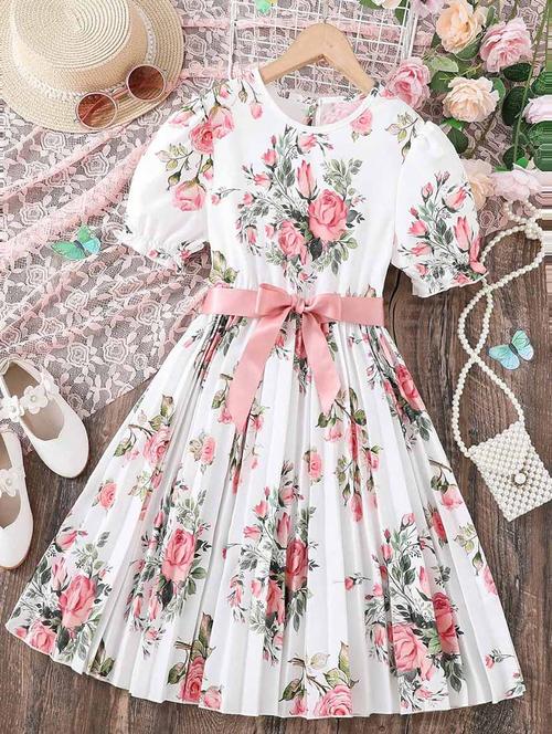 girls floral printed fit & flare maxi dress - 21691092 - Very Small Image - 1