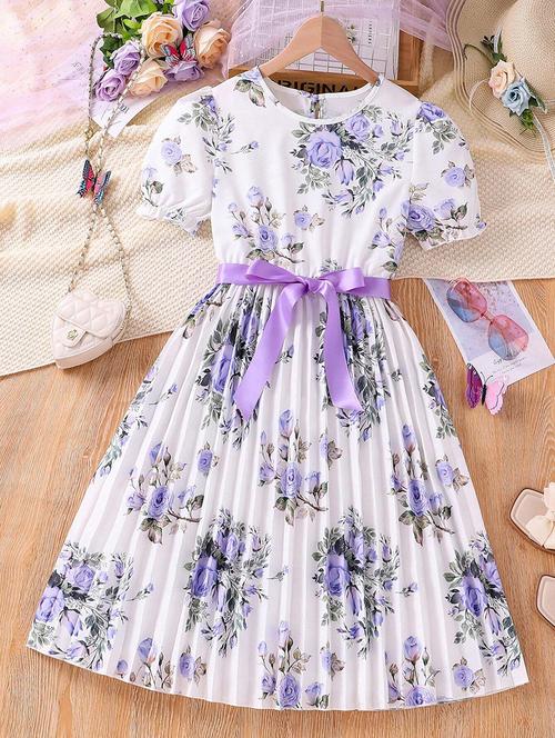 girls floral printed fit & flare maxi dress - 21691094 - Very Small Image - 1
