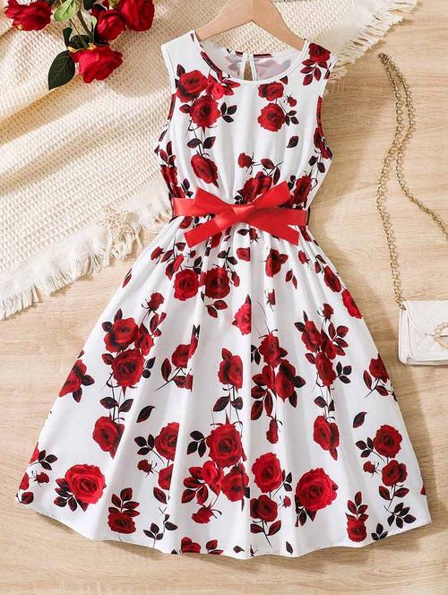 girls floral printed fit & flare dress - 21691108 - Very Small Image - 1