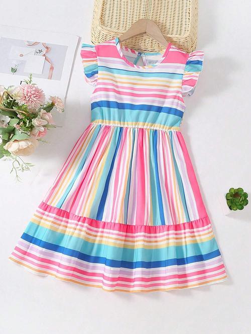 girls multi color printed tiered dress - 21691112 - Very Small Image - 1
