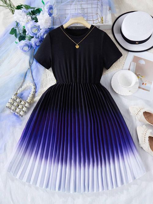 girls ombre round neck dress - 21691142 - Very Small Image - 1