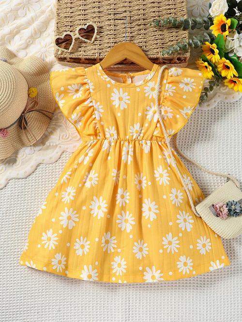 girls floral printed round neck dress - 21691152 - Very Small Image - 1
