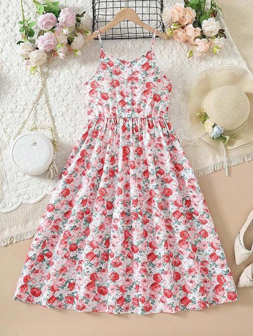 girls floral printed sleeveless fit & flare dress - 21691178 - Very Small Image - 1