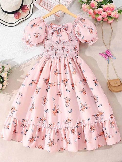 girls floral printed fit & flare tired dress - 21691189 - Very Small Image - 1