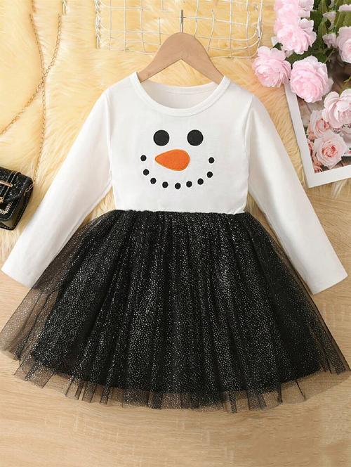 girls black embellished round neck frock - 21691225 - Very Small Image - 1