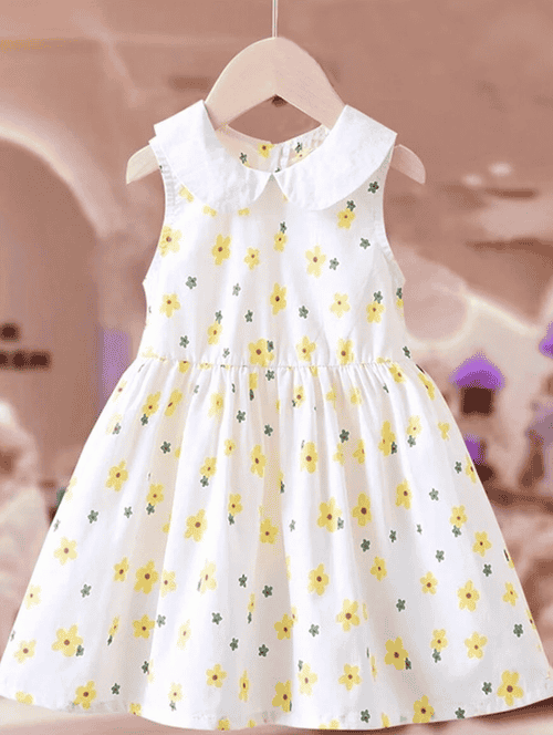 girls floral printed peter pan neck dress - 21691239 - Very Small Image - 1