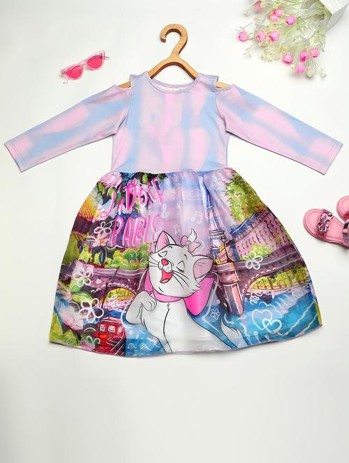 girls printed three quareter sleeve frock - 21691249 - Very Small Image - 1