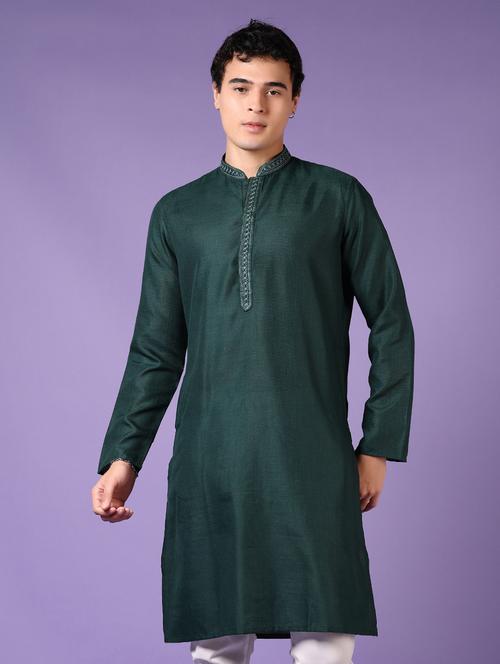 men embroidered mandarin neck long sleeve kurta - 21691418 - Very Small Image - 1