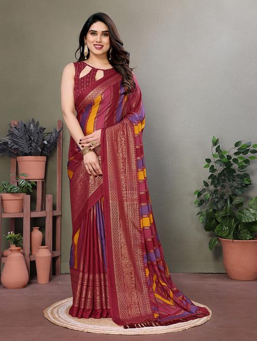 women foil printed saree with blouse - 21691823 - Very Small Image - 1
