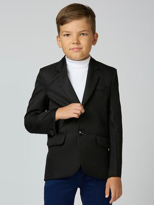 Boys Lapel Neck Solid Blazer Coat - 21692244 - Very Small Image - 1