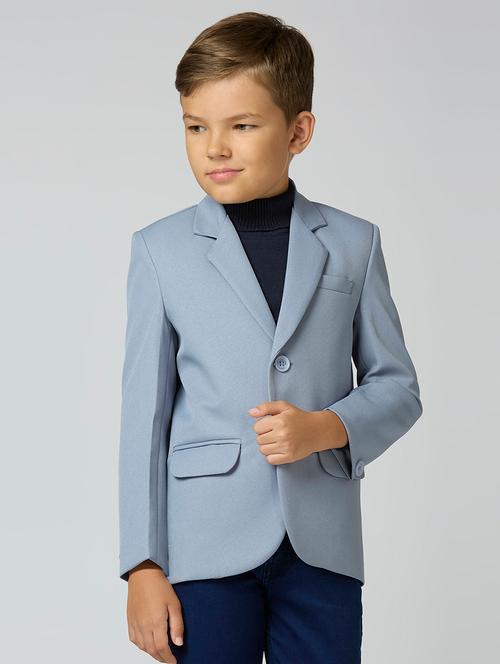 Boys Lapel Neck Solid Blazer Coat - 21692246 - Very Small Image - 1