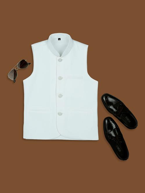 Boys Mandarin Neck Solid Nehru Jacket - 21692265 - Very Small Image - 1