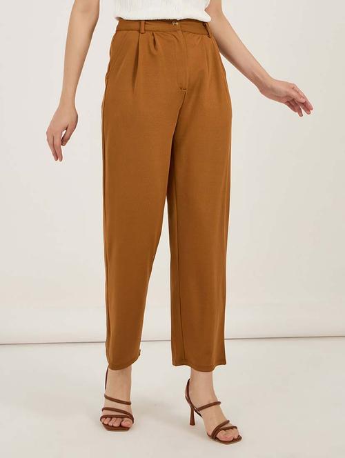 women solid high rise tailored pant - 21692595 - Very Small Image - 1