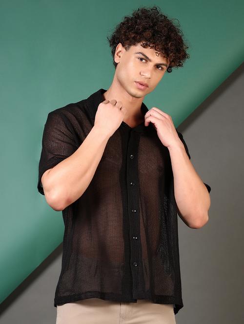 men self design short sleeve regular fit casual shirt - 21692779 - Very Small Image - 1