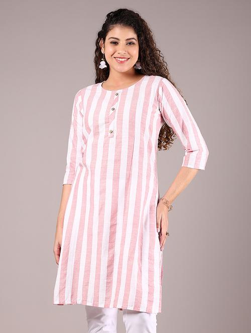 women striped round neck straight kurta - 21692787 - Very Small Image - 1