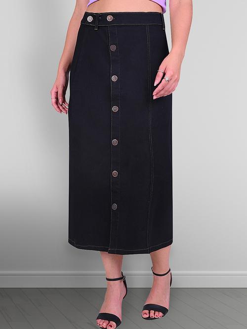 women solid high rise a-line skirt - 21693005 - Very Small Image - 1