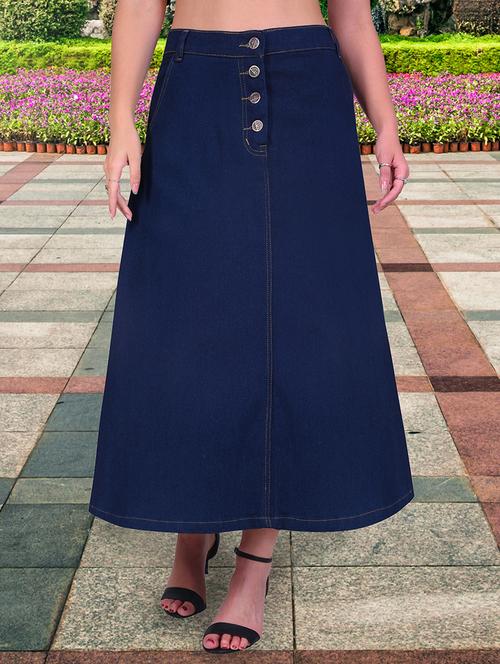 women solid high rise a-line skirt - 21693007 - Very Small Image - 1