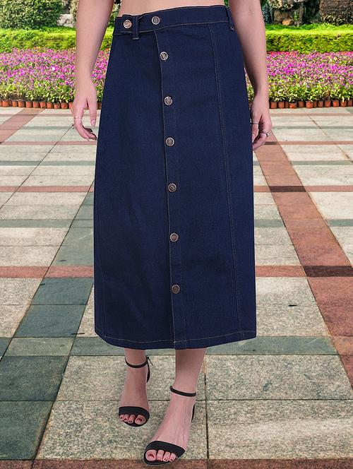 women solid high rise a-line skirt - 21693012 - Very Small Image - 1