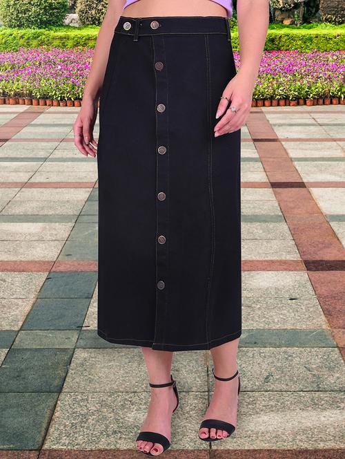 women solid high rise a-line skirt - 21693013 - Very Small Image - 1