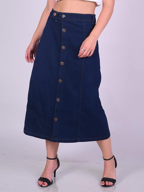 women solid high rise a-line skirt - 21693014 - Very Small Image - 1