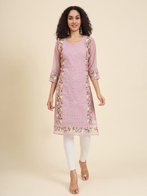 women embroidered three quarter sleeve straight kurta - 21693102 - Very Small Image - 1