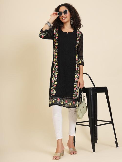 women embroidered three quarter sleeve straight kurta - 21693106 - Very Small Image - 1