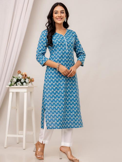 women three quarter sleeve straight kurta - 21693232 - Very Small Image - 1