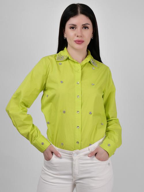 women embellished collared long sleeves regular shirt - 21693250 - Very Small Image - 1