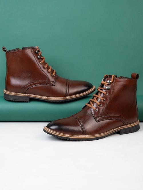 men brown lace up boots - 21693546 - Very Small Image - 1