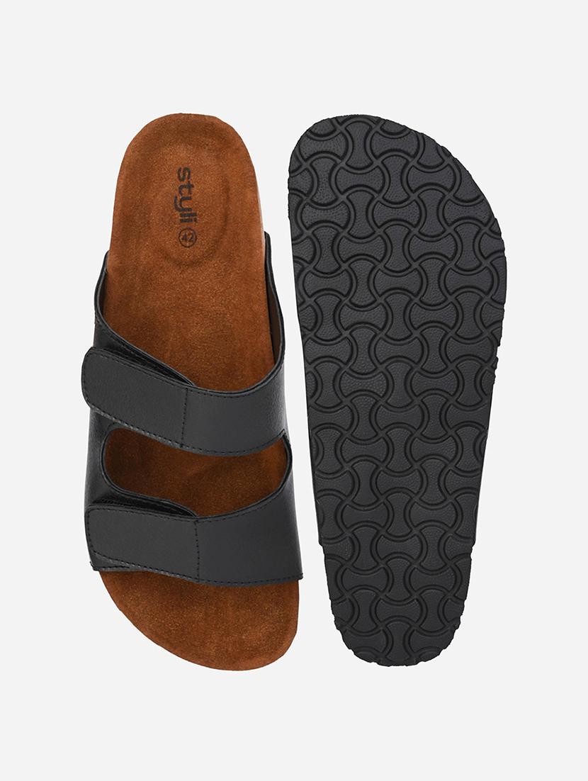 men black slip on sandal - 21693555 - Standard Image - 5