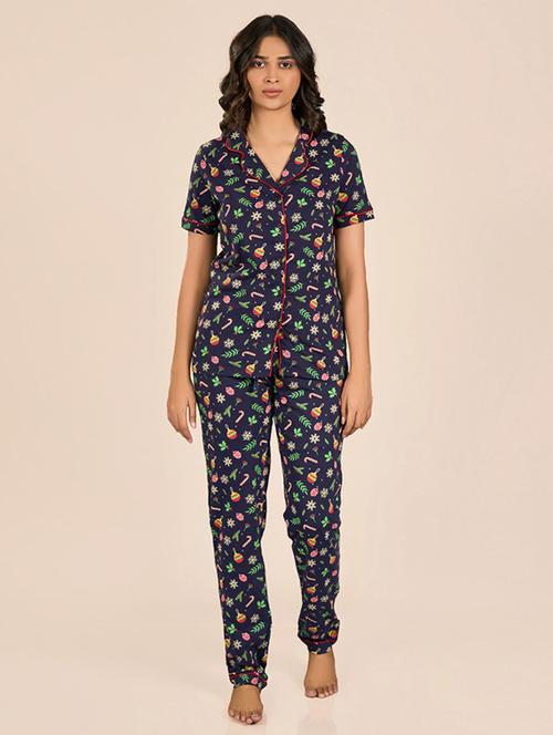 women printed pyjama nightwear set - 21693584 - Very Small Image - 1