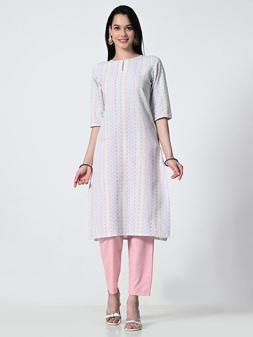 women self design elbow sleeve straight kurta - 21693989 - Very Small Image - 1