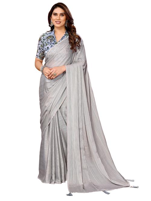 women grey solid saree - 21694098 - Very Small Image - 1