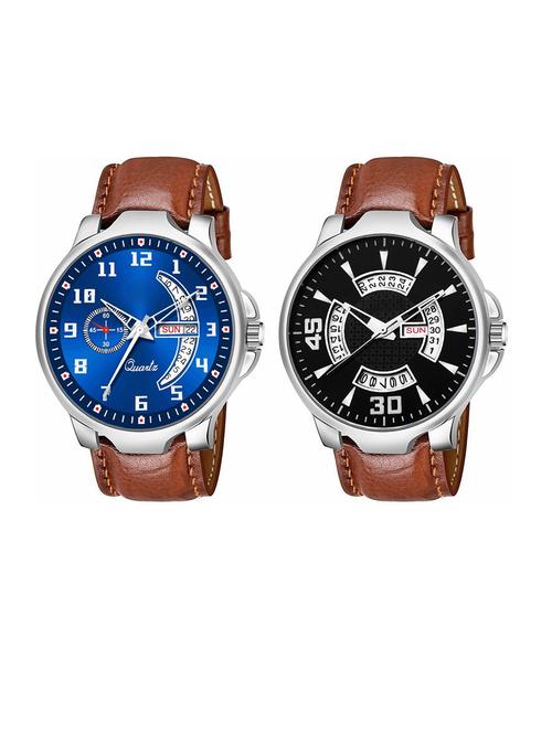 day n date men stylish analog latest watches combo - set of 2 - brn-4-brn-21 - 21694418 - Very Small Image - 1